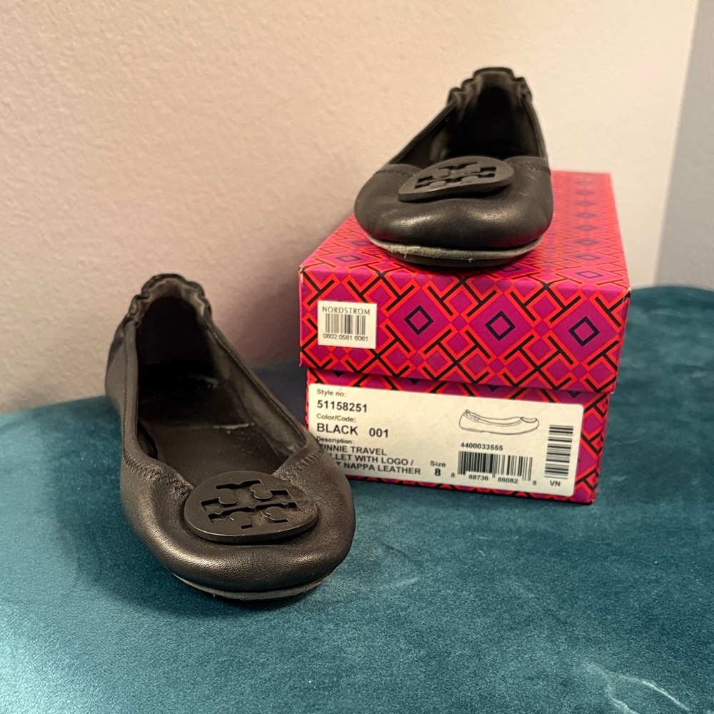 Tory Burch Black Leather Flats - Minnie Travel